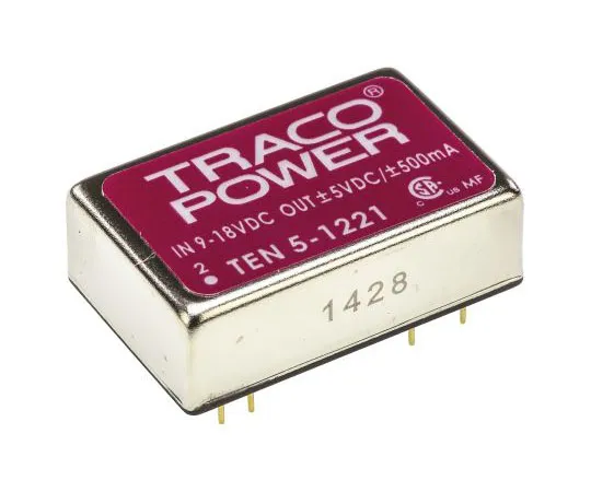63-7472-55　TRACOPOWER TEN 5 6W Isolated DC-DC Converter Through Hole, Voltage in 9 → 18 V dc, Voltage out ±5V dc　TEN 5-1221