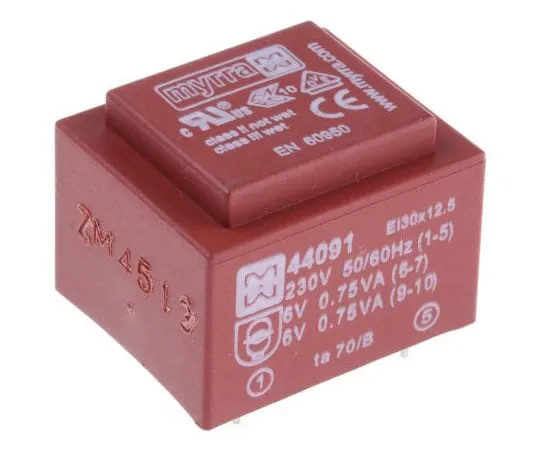 63-7398-71　6V ac 2 Output Through Hole PCB Transformer, 1.5VA　44091