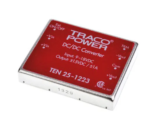 63-7544-36　TRACOPOWER TEN 25 25 W, 30 W Isolated DC-DC Converter Through Hole, Voltage in 9 → 18 V dc, Voltage out ±15V dc　TEN 25-1223