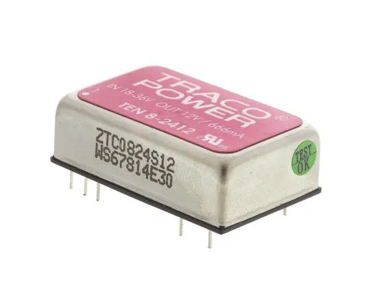 63-7537-40　TRACOPOWER TEN 8 8W Isolated DC-DC Converter Through Hole, Voltage in 18 → 36 V dc, Voltage out 12V dc　TEN 8-2412