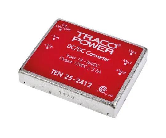 63-7544-39　TRACOPOWER TEN 25 25 W, 30 W Isolated DC-DC Converter Through Hole, Voltage in 18 → 36 V dc, Voltage out 12V dc　TEN 25-2412