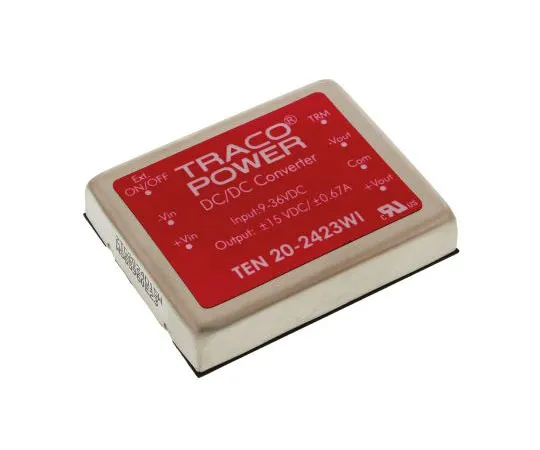 63-7537-52　TRACOPOWER TEN 20WI 20W Isolated DC-DC Converter Through Hole, Voltage in 9 → 36 V dc, Voltage out ±15V dc　TEN 20-2423WI