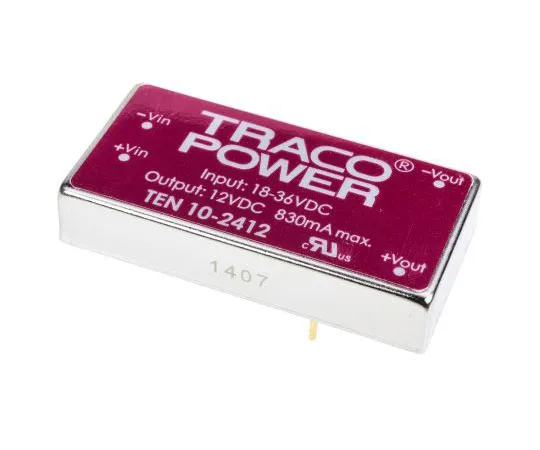 63-7443-32　TRACOPOWER TEN 10 10W Isolated DC-DC Converter Through Hole, Voltage in 18 → 36 V dc, Voltage out 12V dc　TEN 10-2412