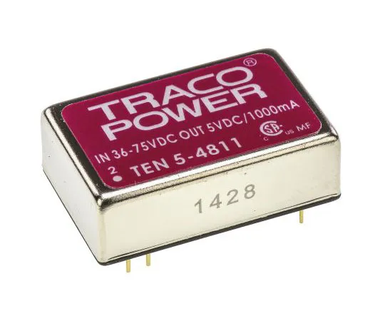 63-7472-52　TRACOPOWER TEN 5 6W Isolated DC-DC Converter Through Hole, Voltage in 36 → 72 V dc, Voltage out 5V dc　TEN 5-4811