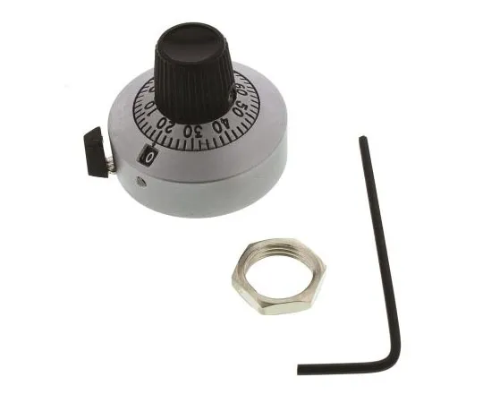 63-7360-56　Vishay Potentiometer Knob, Dial Type, 25.4mm Knob Diameter, Chrome, 6.35mm Shaft　11A41B010