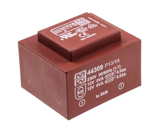 63-7399-20　12V ac 2 Output Through Hole PCB Transformer, 16VA　44309