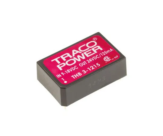 63-7357-48　TRACOPOWER THB 3 3W Isolated DC-DC Converter Through Hole, Voltage in 9 → 18 V dc, Voltage out 24V dc Medical　THB 3-1215