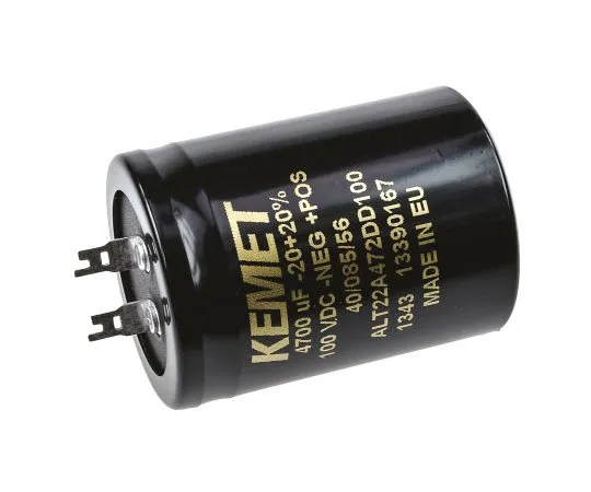 63-7496-47　KEMET 4700μF 100V dc Aluminium Electrolytic Capacitor, Flush Mount 40 x 55mm +85°C 40mm 55mm　ALT22A472DD100