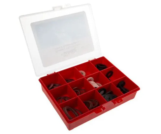63-7527-87　RS PRO 100 x Washer & Seal Kit, 12 Compartments, Kit Contents 1/2 in Ball Valve Seat Fibre Washer, 1/2 in Shower Hose　L08HP12FW-RS