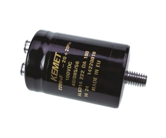 63-7517-02　KEMET 2200μF 100V dc Aluminium Electrolytic Capacitor, Stud Mount 36 x 52mm +85°C 36mm 52mm　ALS31A222DA100