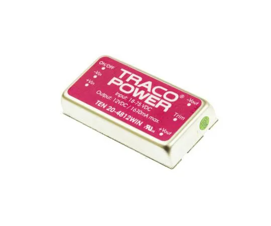 63-7357-97　TRACOPOWER TEN 20WIN 20W Isolated DC-DC Converter Through Hole, Voltage in 18 → 75 V dc, Voltage out 12V dc　TEN 20-4812WIN