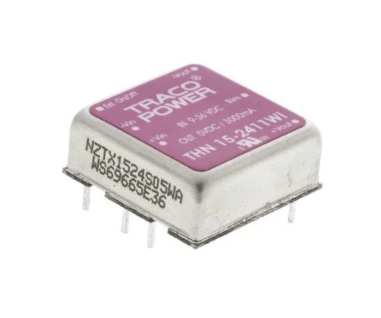 63-7358-03　TRACOPOWER THN 15WI 15W Isolated DC-DC Converter Through Hole, Voltage in 9 → 36 V dc, Voltage out 5V dc　THN 15-2411WI