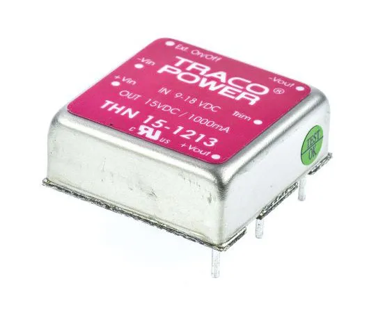 63-7357-91　TRACOPOWER THN 15 15W Isolated DC-DC Converter Through Hole, Voltage in 9 → 18 V dc, Voltage out 15V dc　THN 15-1213