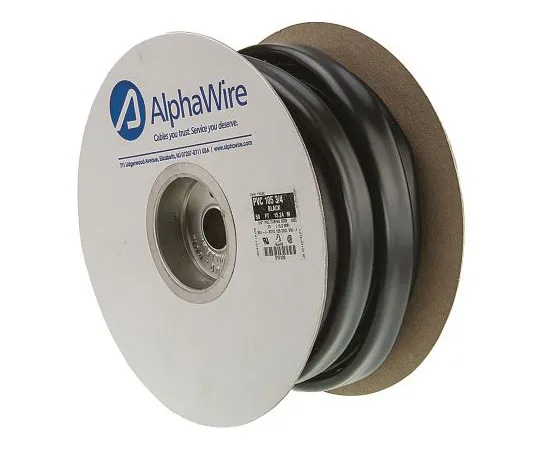 63-7390-30　Alpha Wire PVC Black Cable Sleeve, 19.05mm Diameter, 15m Length　P1053/4 BK007