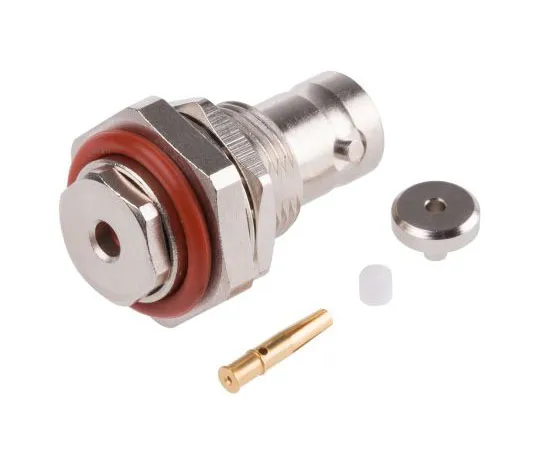 63-7475-15　Radiall Straight 50Ω Panel Mount BNC Connector, jack, Nickel, Clamp Termination, RG179, RG187, RG188, RG316　R141324000