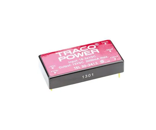 63-7358-26　TRACOPOWER TEL 30 30W Isolated DC-DC Converter Through Hole, Voltage in 18 → 36 V dc, Voltage out 15V dc　TEL 30-2413