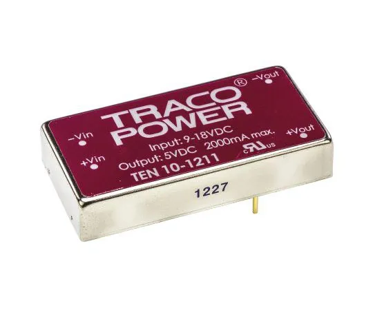 63-7443-20　TRACOPOWER TEN 10 10W Isolated DC-DC Converter Through Hole, Voltage in 9 → 18 V dc, Voltage out 5V dc　TEN 10-1211