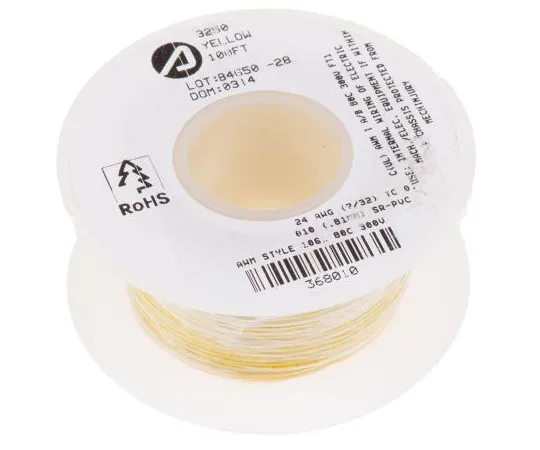 63-7390-27　Alpha Wire Yellow Hook Up Wire UL1061, 0.2 mm², 300 V 24 AWG, 30m　3250 YL005
