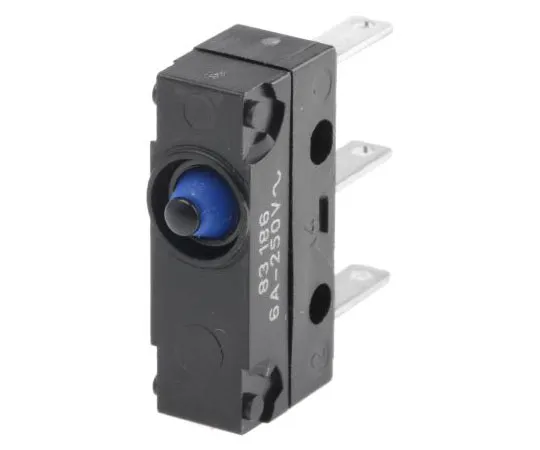 63-7483-19　SPDT-NO/NC Button Microswitch, 6 A @ 250 V ac　83 186 002