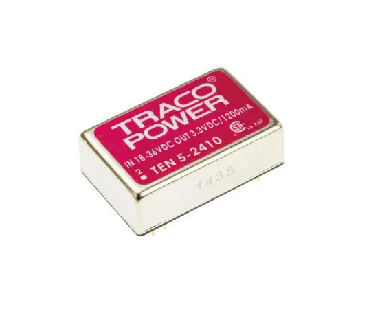 63-7472-47　TRACOPOWER TEN 5 6W Isolated DC-DC Converter Through Hole, Voltage in 18 → 36 V dc, Voltage out 3.3V dc　TEN 5-2410