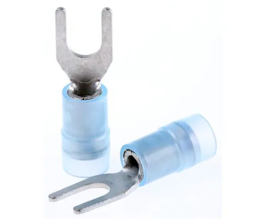 63-7459-86　RS PRO Insulated Crimp Spade Connector, 1.5mm² to 2.5mm², 16AWG to 14AWG, M4 (#8) Stud Size Nylon, Blue　267-3846