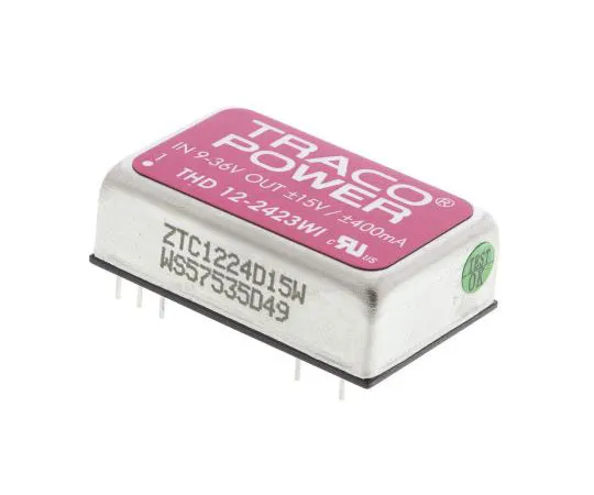 63-7358-05　TRACOPOWER THD 12WI 12W Isolated DC-DC Converter Through Hole, Voltage in 9 → 36 V dc, Voltage out ±15V dc　THD 12-2423WI
