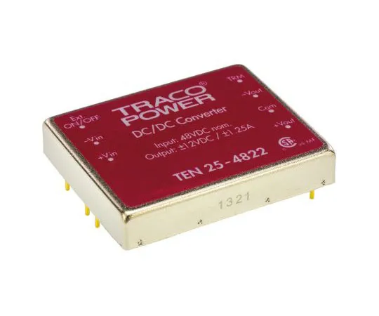 63-7544-47　TRACOPOWER TEN 25 25 W, 30 W Isolated DC-DC Converter Through Hole, Voltage in 36 → 75 V dc, Voltage out ±12V dc　TEN 25-4822