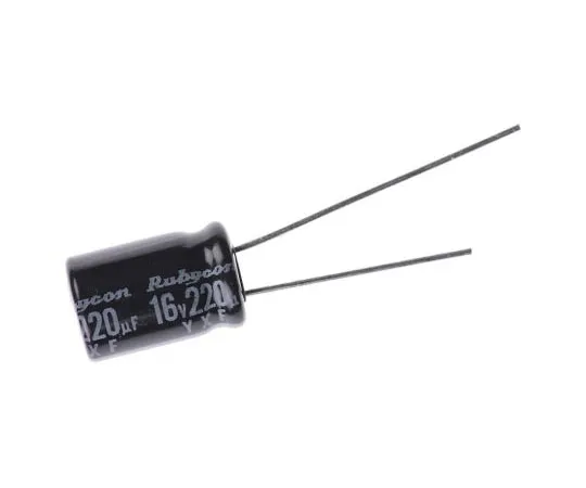 63-7433-29　Rubycon 220μF 16V dc Aluminium Electrolytic Capacitor, Through Hole 8 (Dia.) x 11.5mm +105°C 8mm 3.5mm　16YXF220M8X11.5