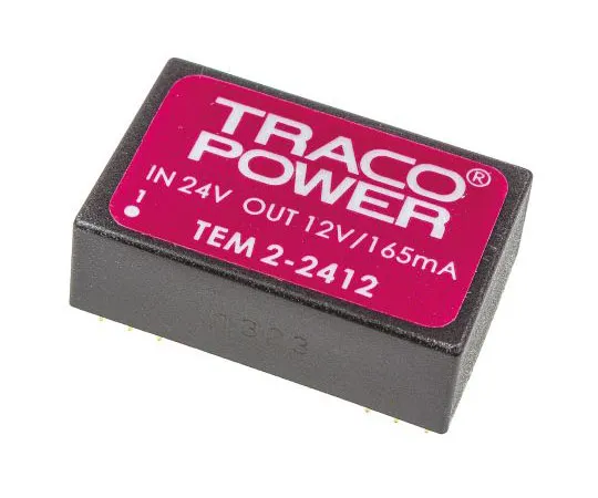 63-7379-81　TRACOPOWER TEM 2 2W Isolated DC-DC Converter Through Hole, Voltage in 21.6 → 26.4 V dc, Voltage out 12V dc　TEM 2-2412