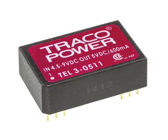 63-7524-50　TRACOPOWER TEL 3 3W Isolated DC-DC Converter Through Hole, Voltage in 4.5 → 9 V dc, Voltage out 5V dc　TEL 3-0511
