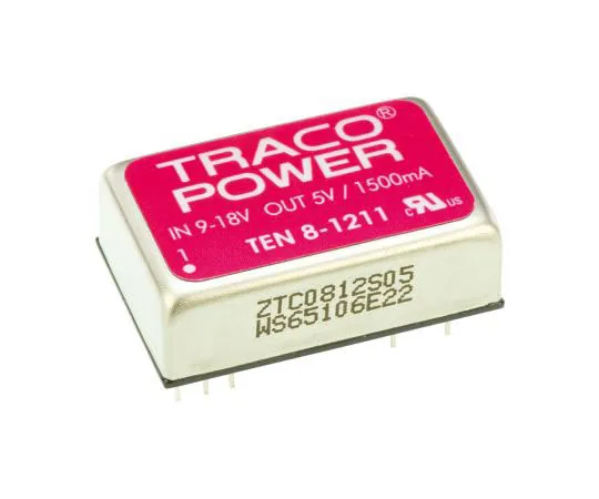 63-7537-34　TRACOPOWER TEN 8 8W Isolated DC-DC Converter Through Hole, Voltage in 9 → 18 V dc, Voltage out 5V dc　TEN 8-1211
