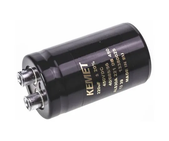 63-7516-82　KEMET 220μF 450V dc Aluminium Electrolytic Capacitor, Chassis Mount 36 x 62mm +85°C 36mm 62mm　ALS30A221DB450