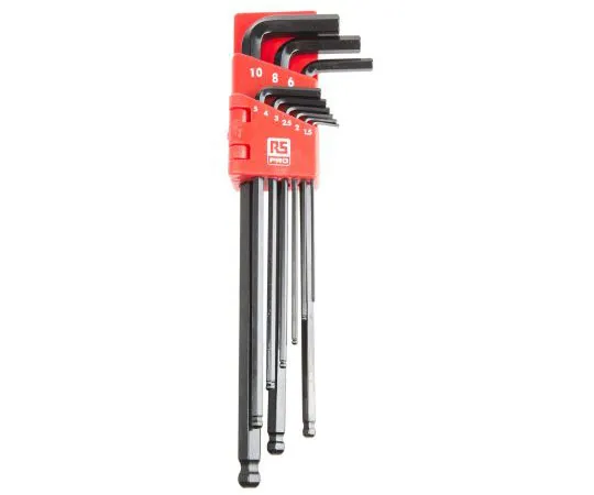 63-7373-85　RS Pro 9 pieces 1.5 mm, 2 mm, 2.5 mm, 3 mm, 4 mm, 5 mm, 6 mm, 8 mm, 10 mm Ball End Hex Key Set　144-7564