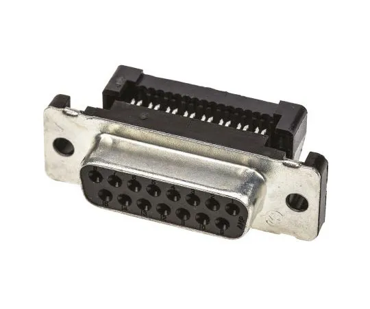 63-7529-87　TE Connectivity AMPLIMITE HDF-20 Series 2.76mm Pitch 15 Way IDC D-Sub Ribbon Cable Connector, Socket, Steel Shell　1658612-3