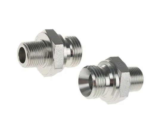 63-7410-57　Parker Hydraulic Straight Threaded Adapter 8-8F3MK4S, Connector A G 1/2 Male, Connector B R 3/8 Male　8-8F3MK4S