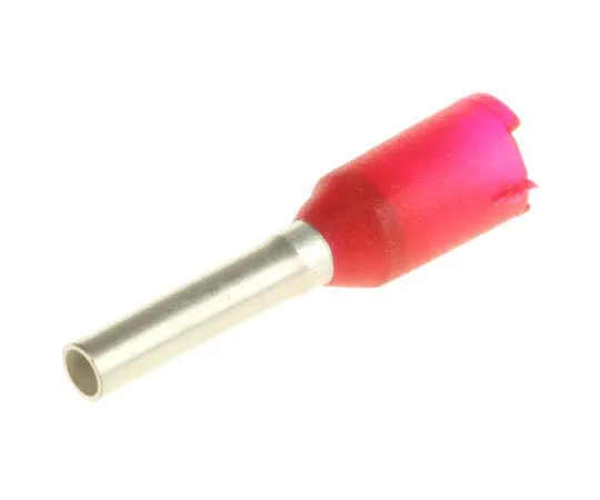 63-7421-69　Weidmuller Insulated Crimp Bootlace Ferrule, 8mm Pin Length, 1.4mm Pin Diameter, 1mm² Wire Size, Red　900433