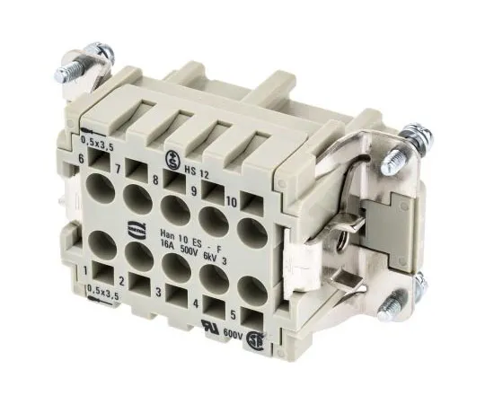 63-7397-89　Han ES Series size 10 B Connector Insert, Female, 10 Way, 16A, 500 V　9330102716