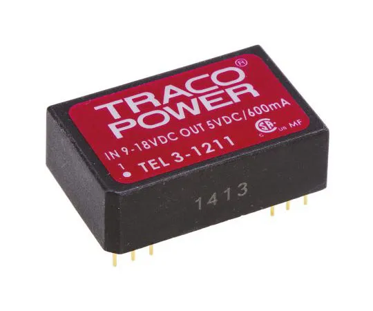 63-7524-58　TRACOPOWER TEL 3 3W Isolated DC-DC Converter Through Hole, Voltage in 9 → 18 V dc, Voltage out 5V dc　TEL 3-1211