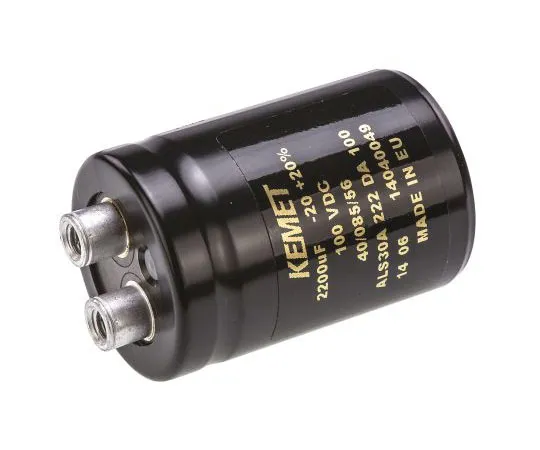 63-7516-67　KEMET 2200μF 100V dc Aluminium Electrolytic Capacitor, Chassis Mount 36 x 52mm +85°C 36mm 52mm　ALS30A222DA100