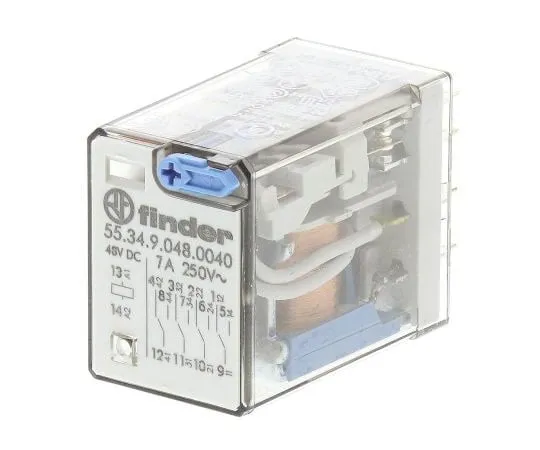 63-7413-52　Finder55 Series 4PDT Non-Latching Relay Plug In, 48V dc Coil, 7A　55.34.9.048.0040