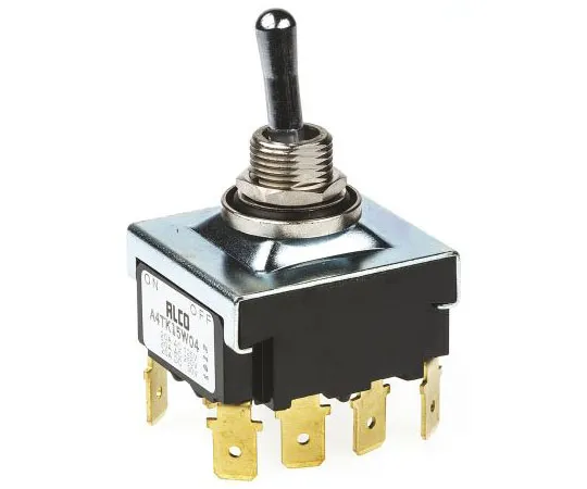 63-7458-81　TE Connectivity Four Pole Single Throw (4PST) Toggle Switch, Latching, IP67　A4TK15W04