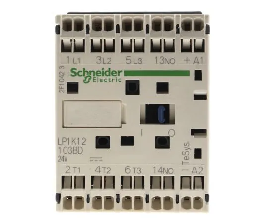 63-7507-58　Schneider Electric 3 Pole Contactor, 12 A, 24 V dc Coil, TeSys K, 3NO, 5.5 kW　LP1K12103BD