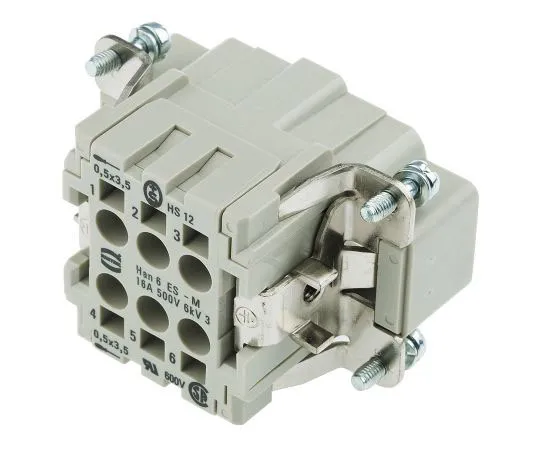 63-7397-86　Han ES Series size 6 B Connector Insert, Male, 6 + E Way, 16A, 500 V　9330062616