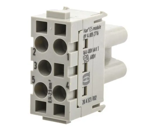 63-7525-65　Han-Modular Series Female Module, 5 Way, Rated At 16A, 400 V, Han ES　9140052716