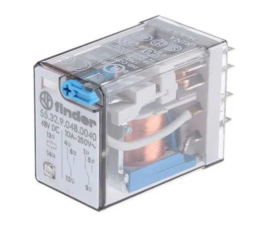 63-7413-49　Finder55 Series DPDT Non-Latching Relay Plug In, 48V dc Coil, 20A　55.32.9.048.0040