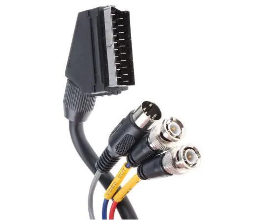 63-7379-63　2m AV Cable Male SCART to Male BNC x 2, Male DIN Male x 2 BNC Male 1 DIN　156-2745