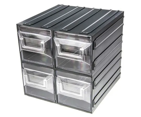 63-7440-03　RS PRO Transparent, Plastic 4 Drawer Storage Unit, 208mm x 208mm x 222mm　TV1000022