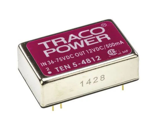 63-7472-53　TRACOPOWER TEN 5 6W Isolated DC-DC Converter Through Hole, Voltage in 36 → 72 V dc, Voltage out 12V dc　TEN 5-4812