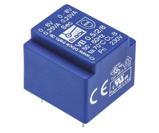 63-7484-41　8V ac 2 Output Through Hole PCB Transformer, 0.5VA　VB 0.5/2/8