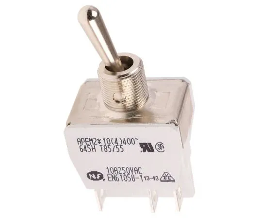 63-7458-74　APEM Double Pole Single Throw (DPST) Toggle Switch, (On)-On, Panel Mount　645H/2
